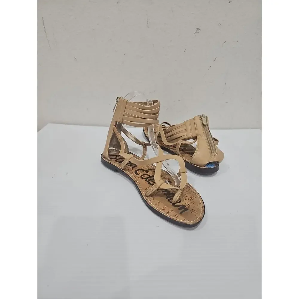 Sam Edelman "Glenda" Gladiator Sandal - Women's Size 6.5M Beige Tan Flats - Picture 3 of 9
